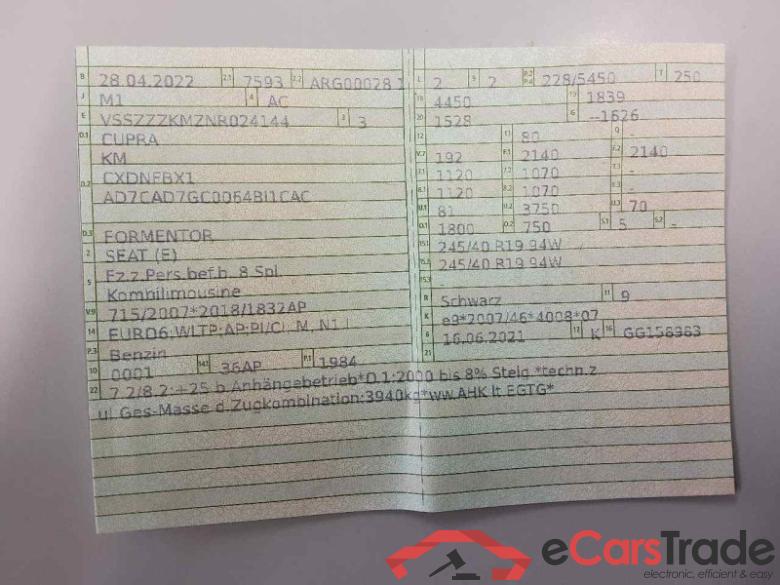Cupra Formentor (KM7)(08.2020->) DE - SUV5 2.0 TSI EU6d, VZ 4 Drive, 2020 - 2024 #2