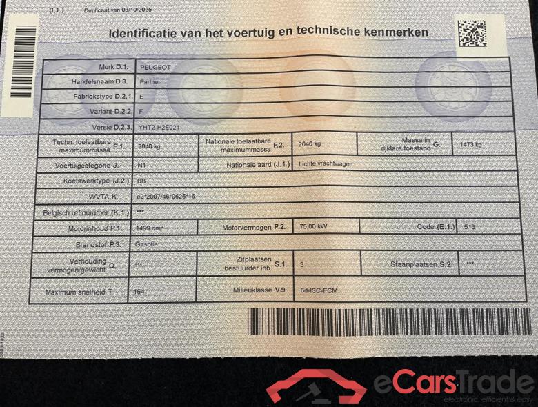 PEUGEOT Partner Van Swb Partner 1.5 BlueHDi L1 STD Light Pro (EU6.3) #4