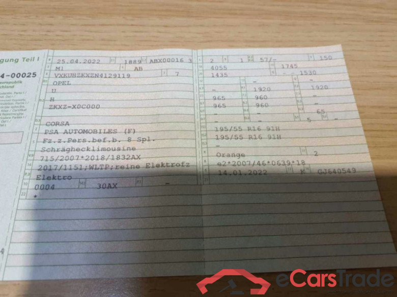 Opel Corsa F (2019->) DE - LimS5 Elektro, Edition, 2019 - 2023 #3